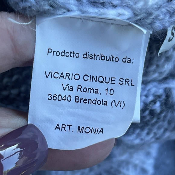 Vicario Cinque Italian Wool Blend Sweater Womens Small Gray Striped Chunky - Picture 7 of 11